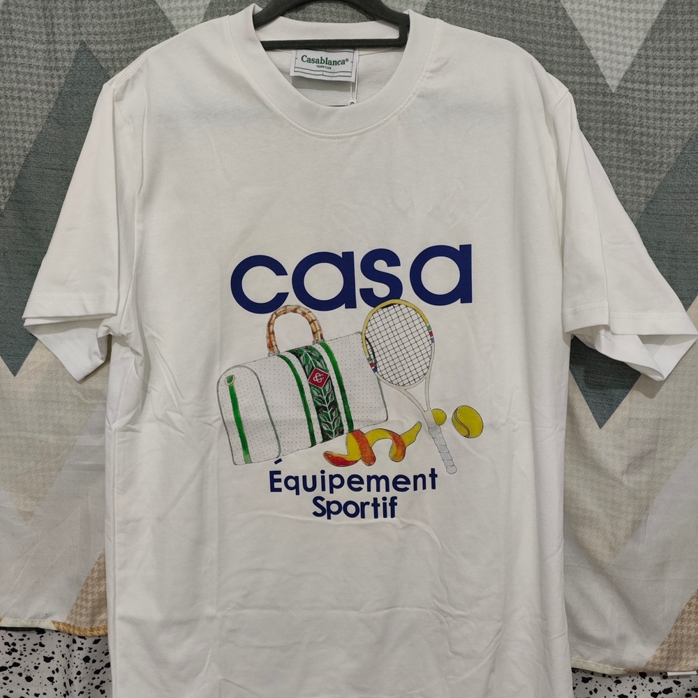 Casablanca White 'Casa' Graphic Sport Short-Sleeve Tee